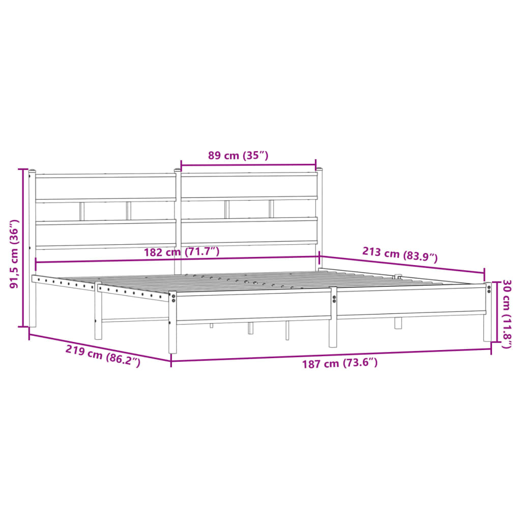 Giroletto senza Materaso in Metallo Rovere Fumo 183x213 cm | homemem39