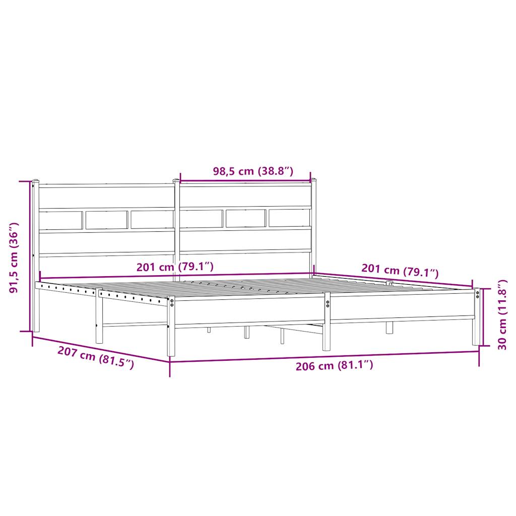 Giroletto senza Materaso in Metallo Rovere Sonoma 200x200 cm | homemem39