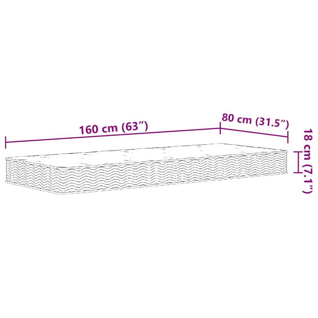 Materasso a Molle Bonnel per Bambini Medio 80x160 cm - homemem39