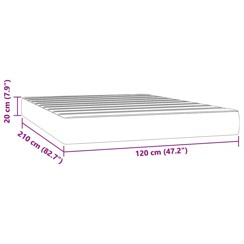 Materasso a Molle Insacchettate Rigidità Media Grigio Scuro 120x210x20 cm in Velluto | homemem39