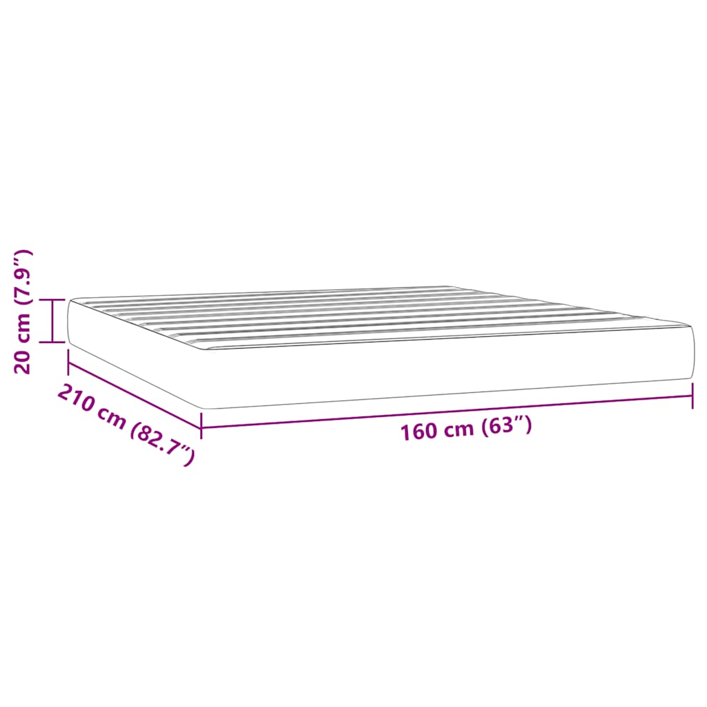 Materasso a Molle Insacchettate Rigidità Media Rosa 160x210x20 cm in Velluto | homemem39