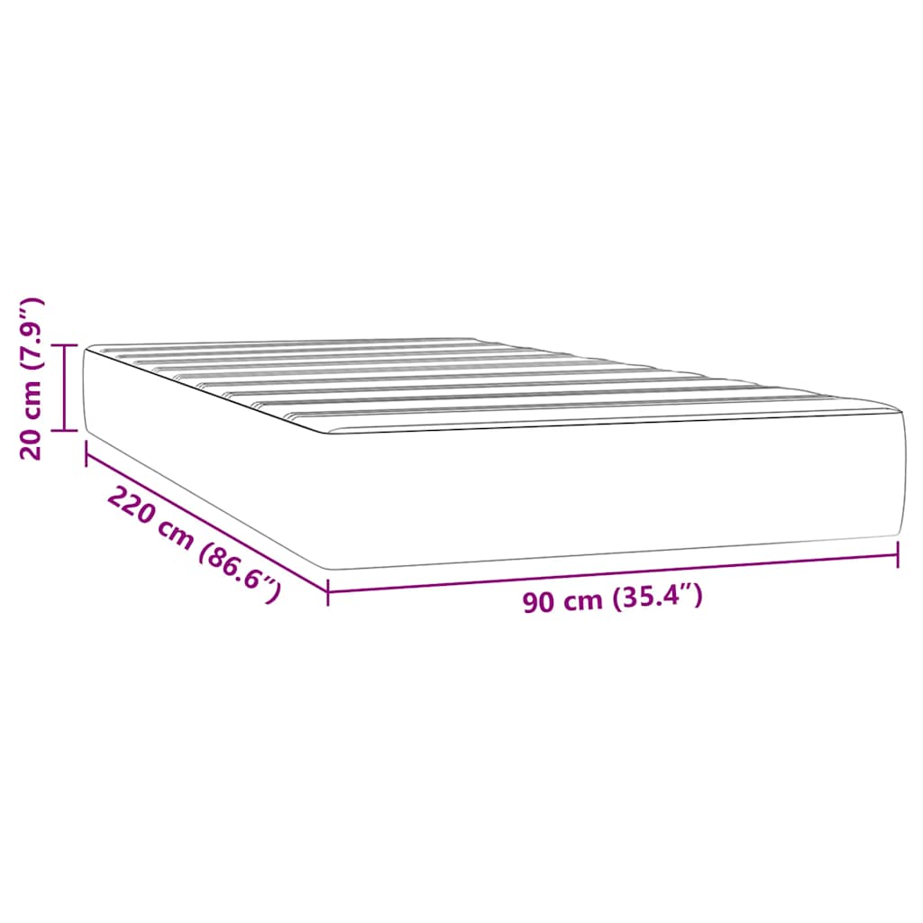 Materasso a Molle Insacchettate Rigidità Media Rosa 90x220x20 cm in Velluto | homemem39