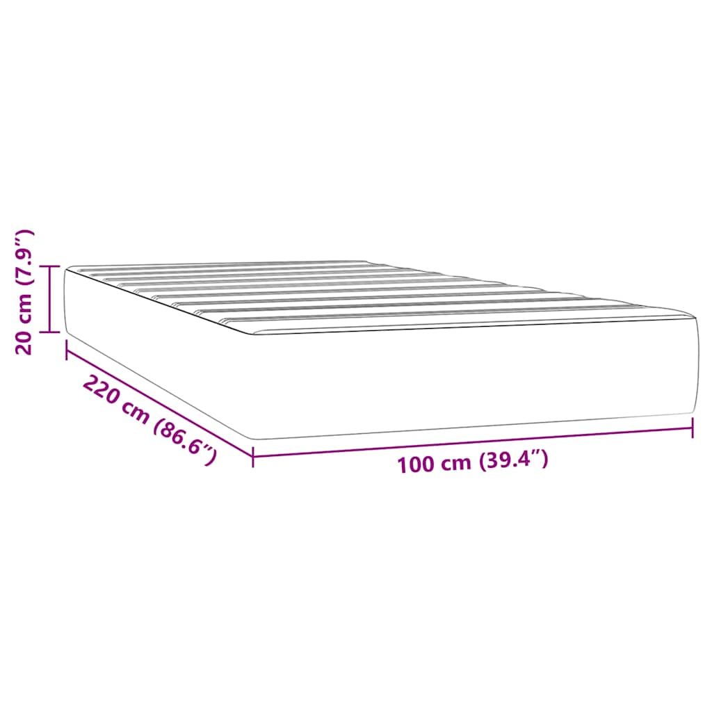 Materasso a Molle Insacchettate Rigidità Media Grigio Chiaro 100x220x20 cm in Velluto | homemem39