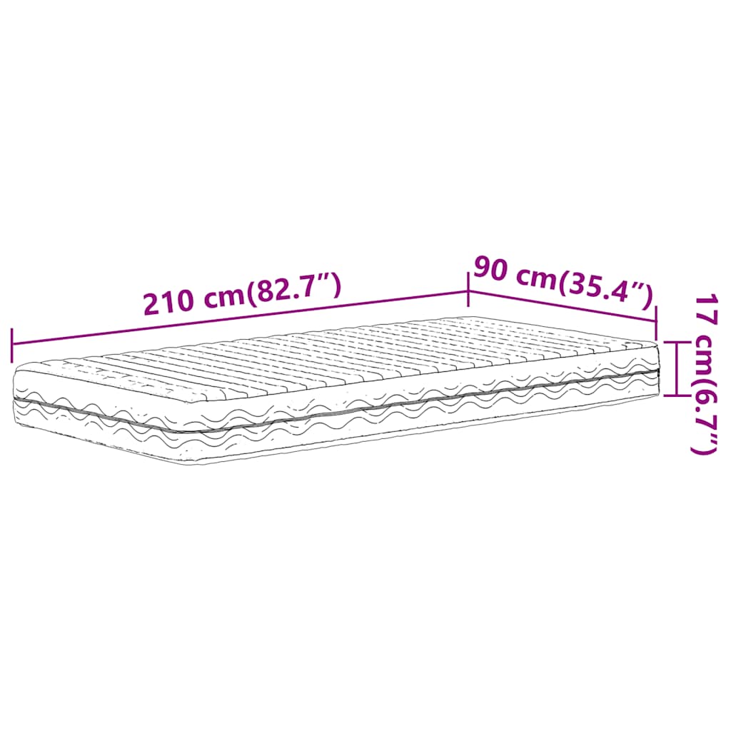 Materasso in Schiuma Bianco 90x210 cm Durezza H2 H3