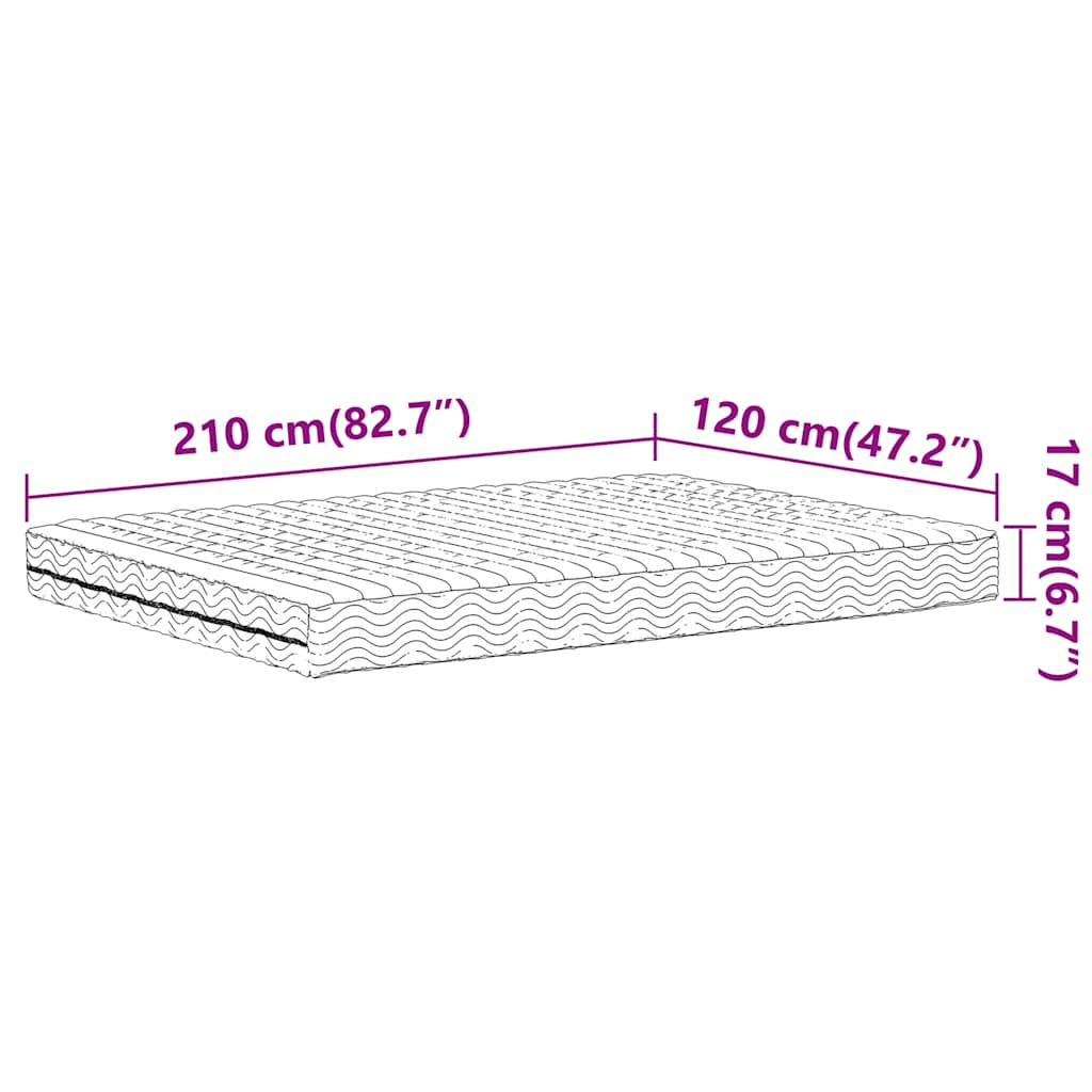 Materasso in Schiuma Bianco 120x210 cm Durezza H2 H3