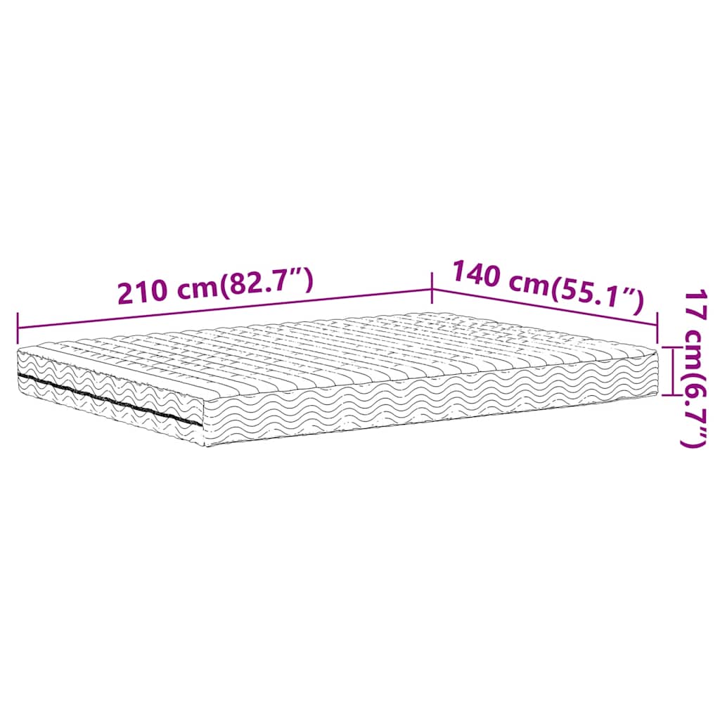 Materasso in Schiuma Bianco 140x210 cm Durezza H2 H3