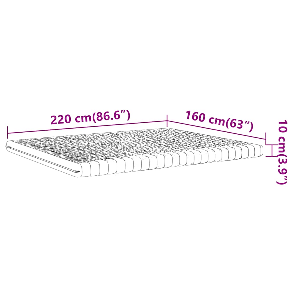 Materasso in Schiuma Bianco 160x220 cm 7 Zone Durezza 20 ILD