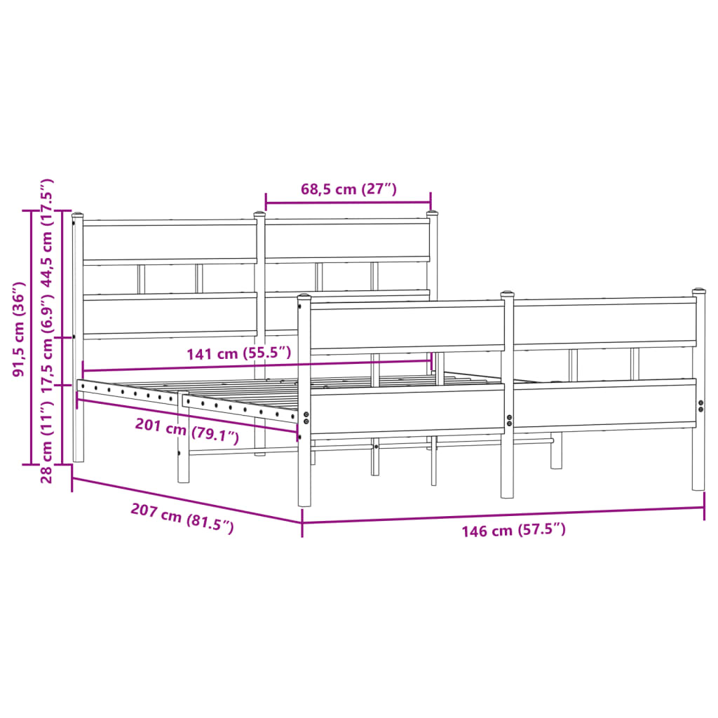 Giroletto senza Materasso con Testiera e Pediera 140x200 cm | homemem39