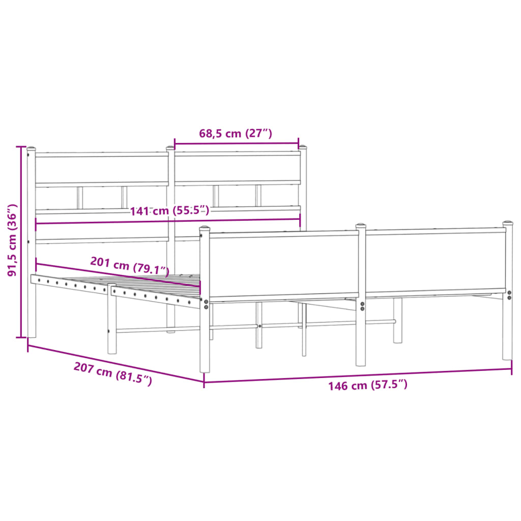 Giroletto senza Materasso Rovere Fumo 140x200 cm in Truciolato | homemem39