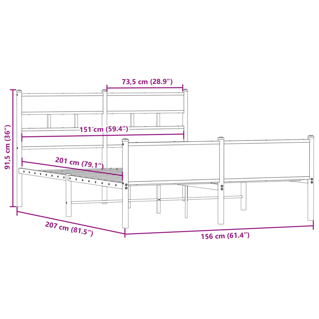 Giroletto senza Materasso Rovere Fumo 150x200 cm in Truciolato | homemem39
