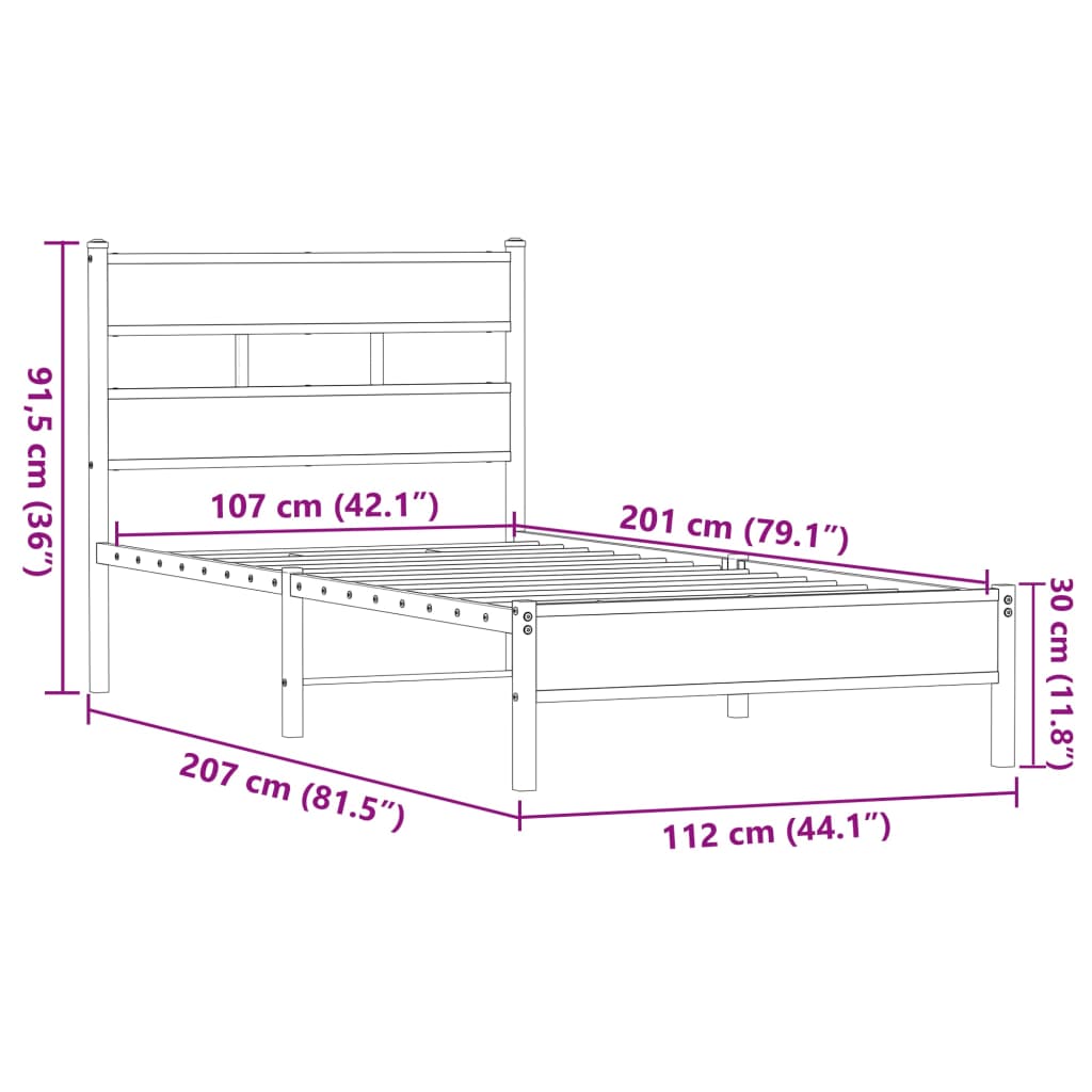 Giroletto senza Materasso Rovere Marrone 107x200 cm Truciolato | homemem39