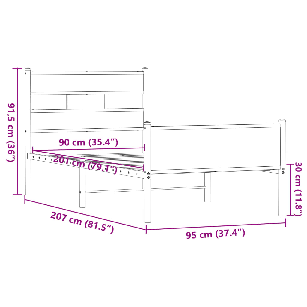 Giroletto senza Materasso Rovere Marrone 90x200cm in Truciolato | homemem39