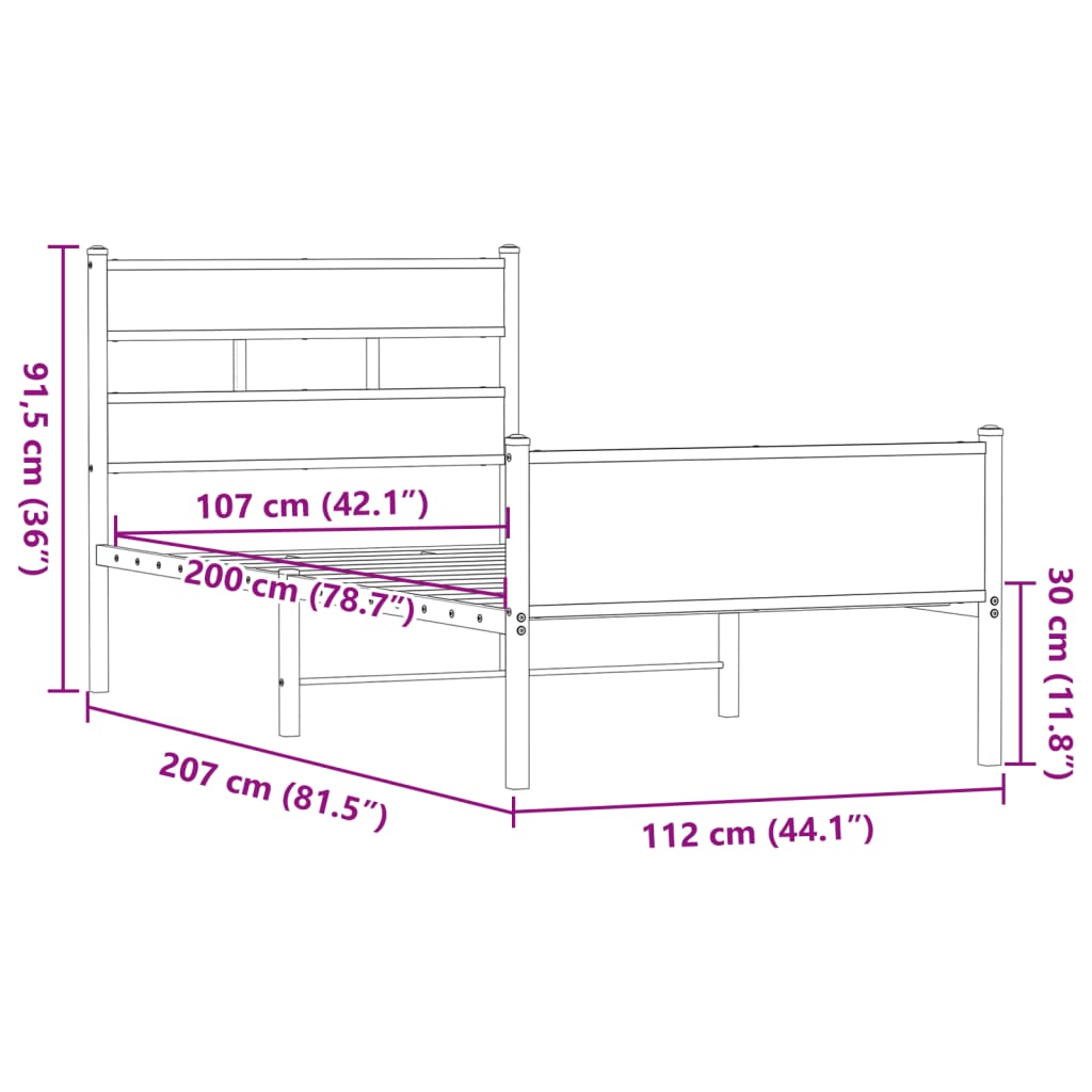 Giroletto senza Materasso Rovere Marrone 107x200 cm Truciolato | homemem39