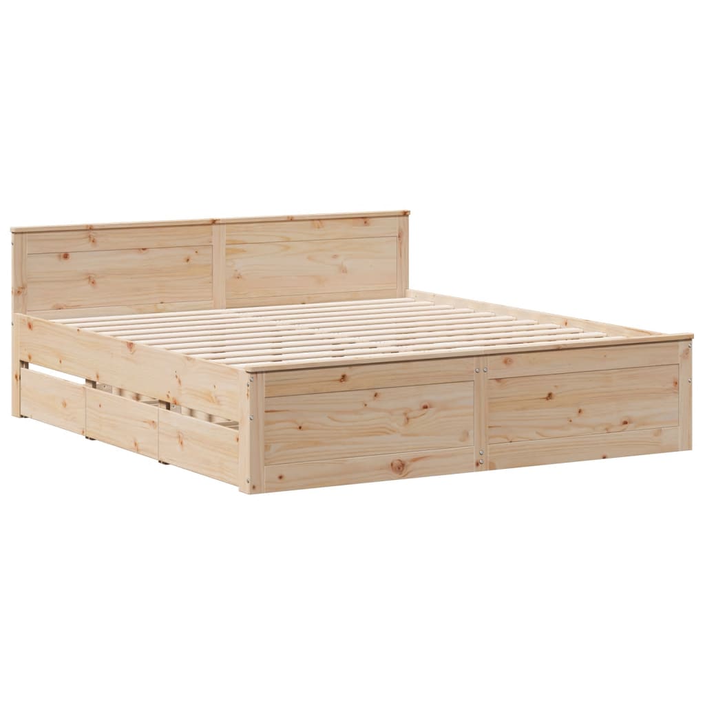 Giroletto senza Materasso con Testiera 200x200 cm Massello Pino | homemem39