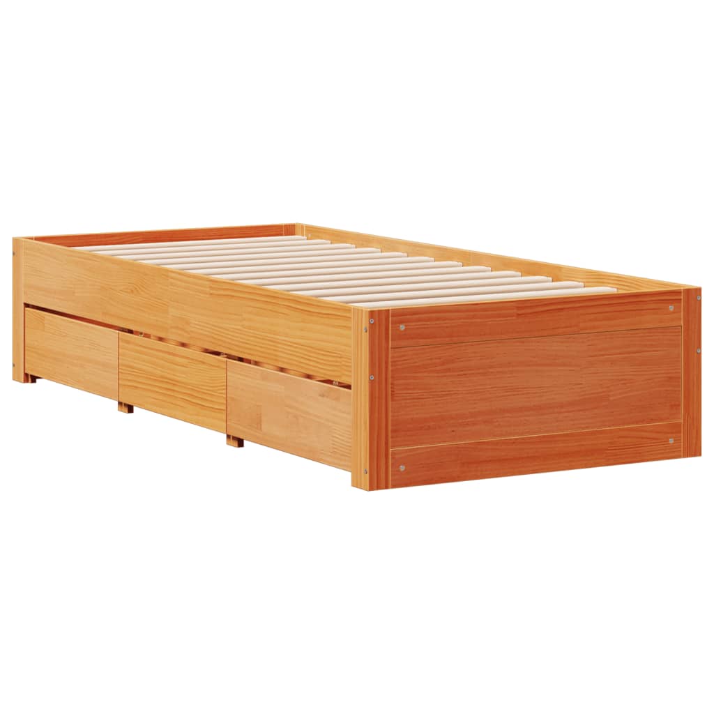 Giroletto senza Materasso con Cassetti Marrone Cera 100x200 cm | homemem39