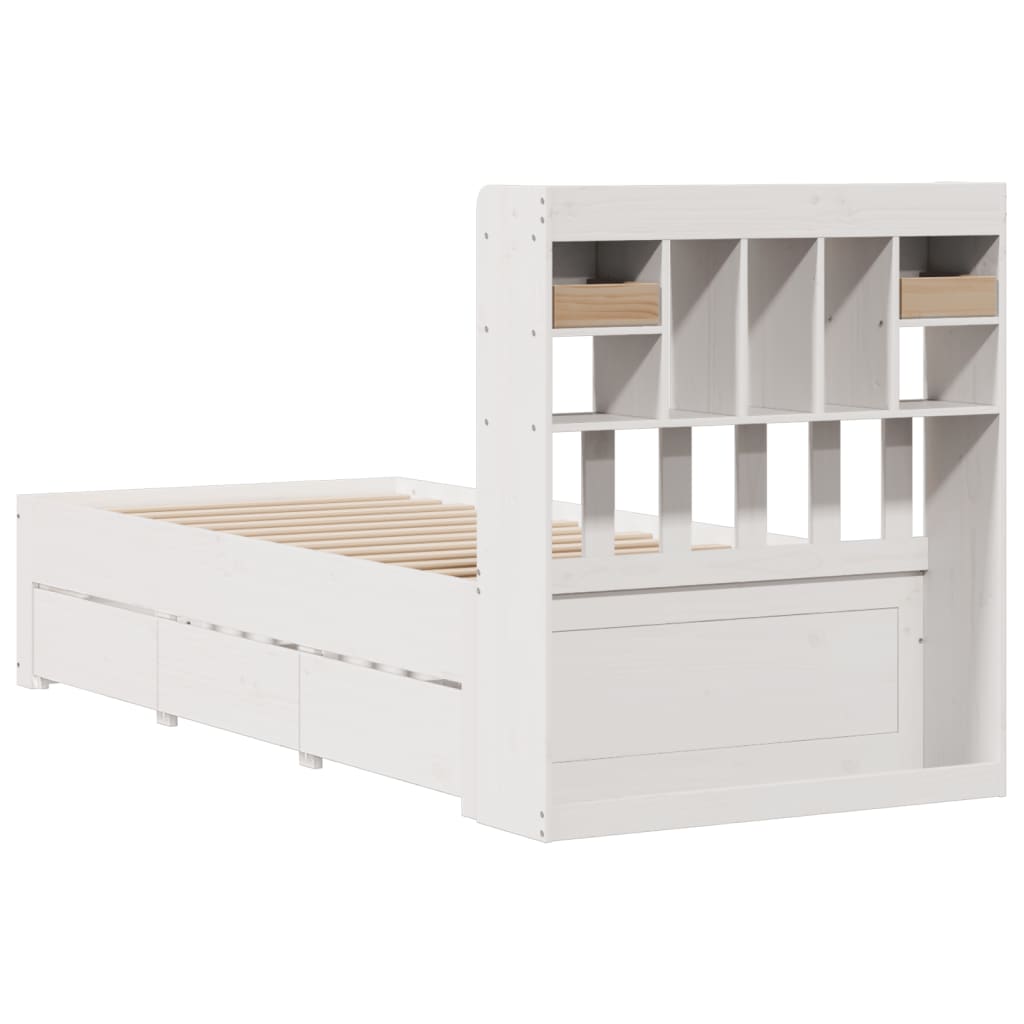 Letto Libreria senza Materasso Bianca 90x200 cm Legno di Pino | homemem39