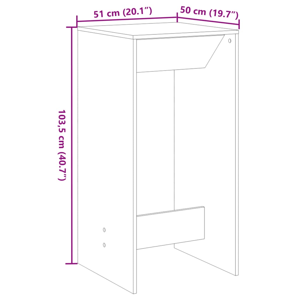 Tavolo Bar Rovere Artigianale 51x50x103,5 cm Legno Multistrato | homemem39