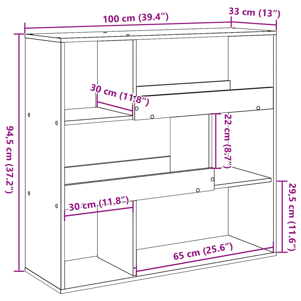 Libreria/Divisorio Legno Antico 100x33x94,5 cm - homemem39