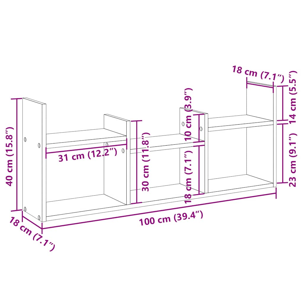 Mobile a Parete 100x18x40 cm Nero in Legno Multistrato | homemem39