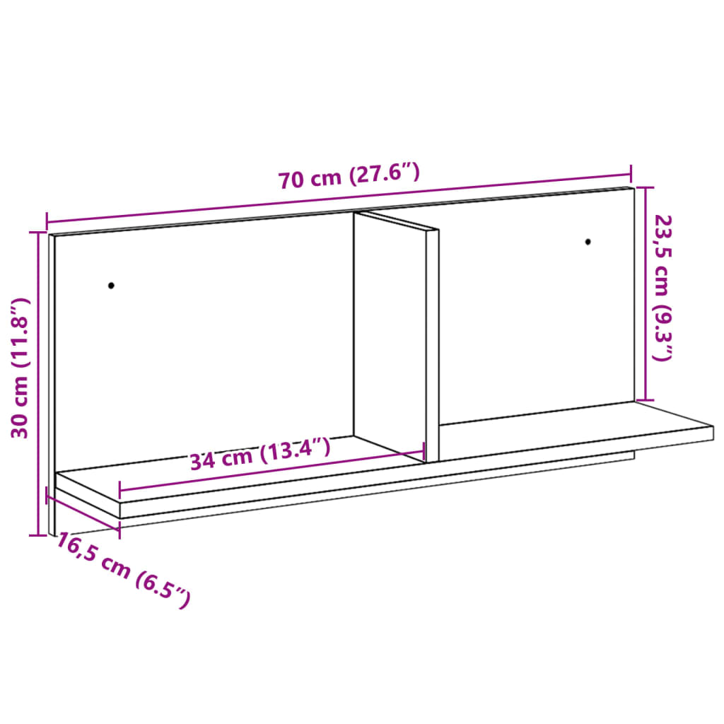Mobile a Parete 70x16,5x30cm Grigio Sonoma in Legno Multistrato | homemem39