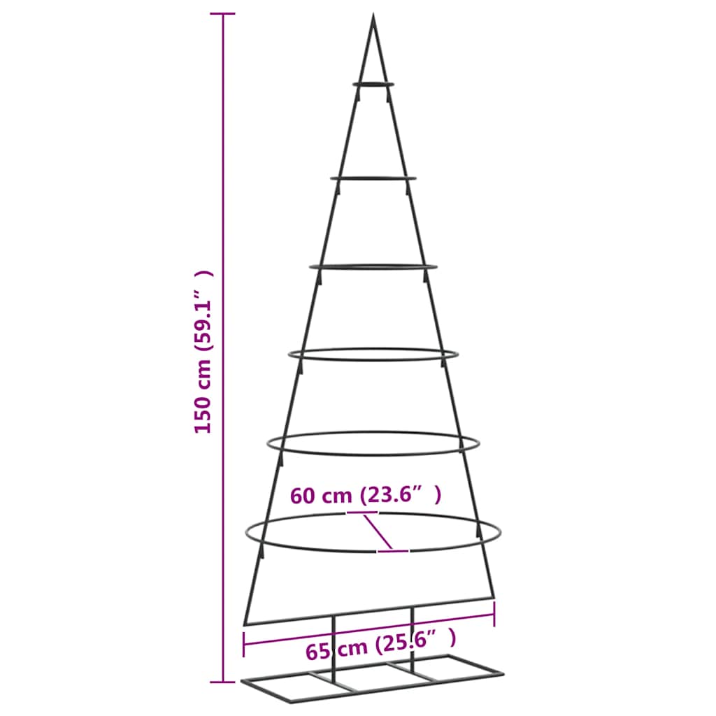 Albero di Natale Decorativo in Metallo Nero 150 cm
