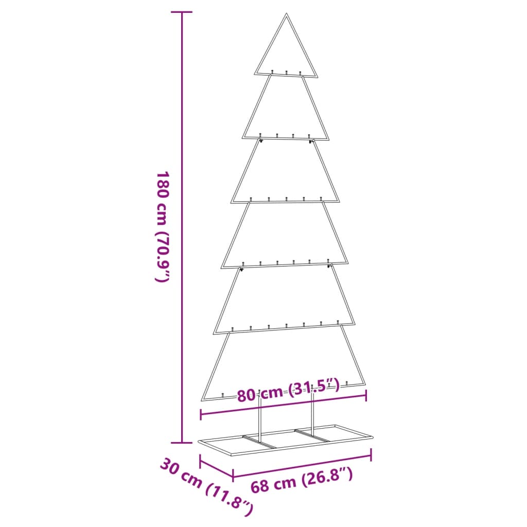 Albero di Natale Decorativo in Metallo Nero 180 cm | homemem39