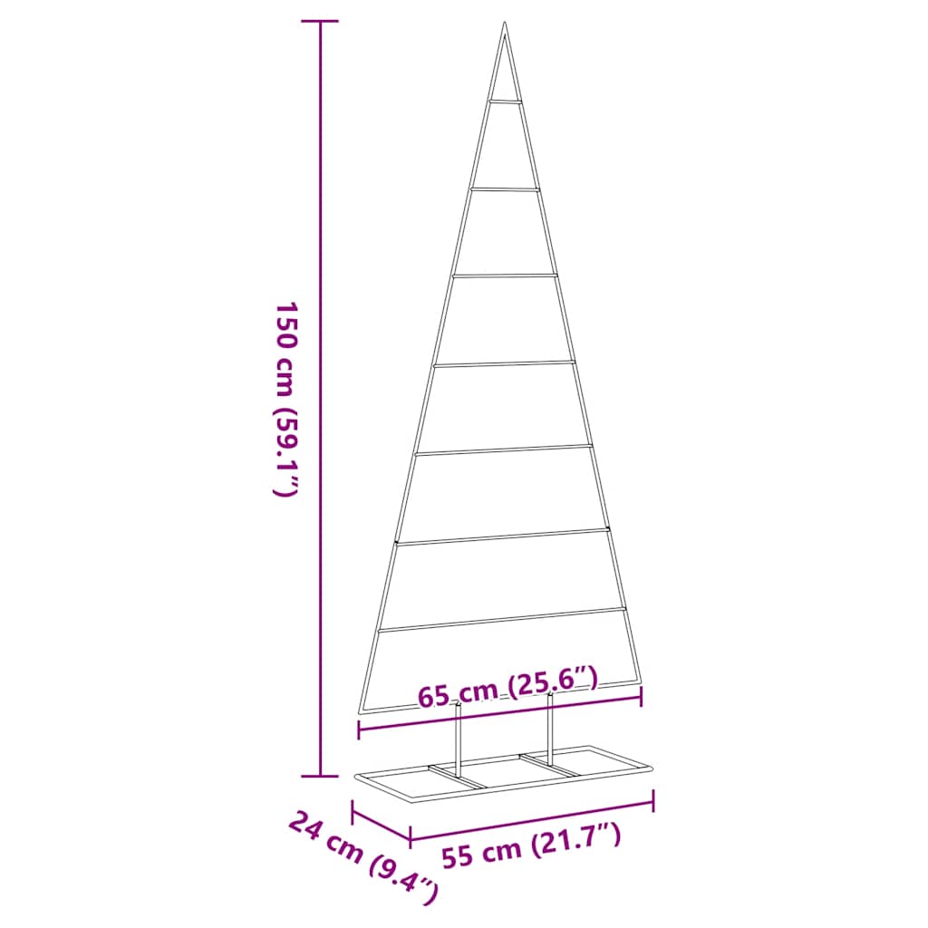 Albero di Natale Decorativo in Metallo Nero 150 cm | homemem39
