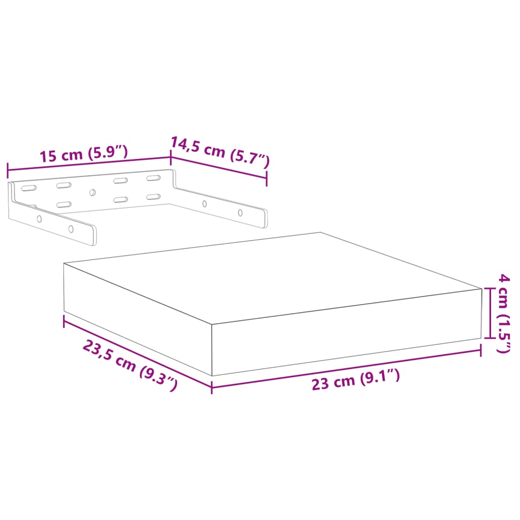 Mensole Pensili 2 pz 23x23,5x4 cm in Truciolato | homemem39