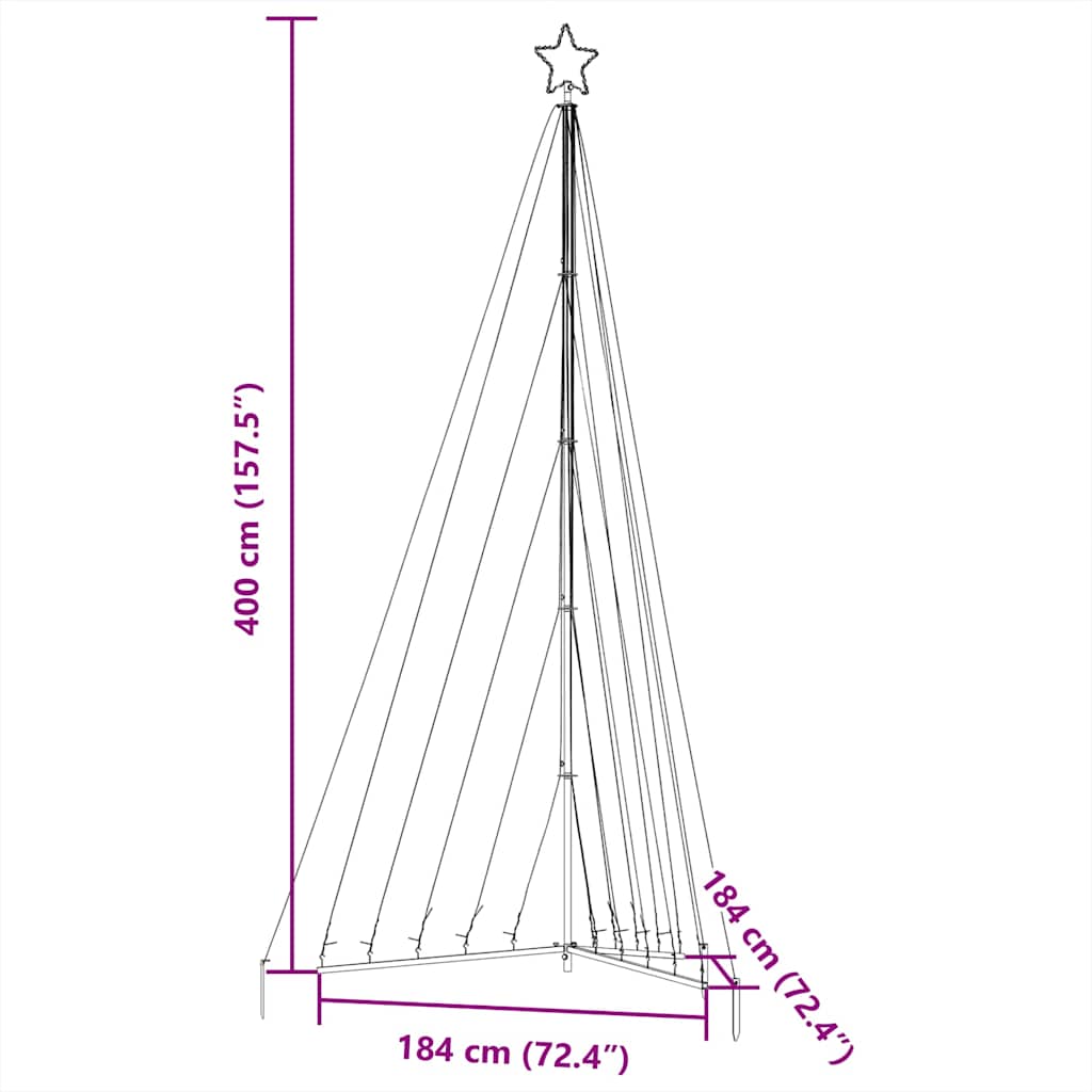 Albero di Natale a LED 570 LED Bianco Freddo 399 cm | homemem39