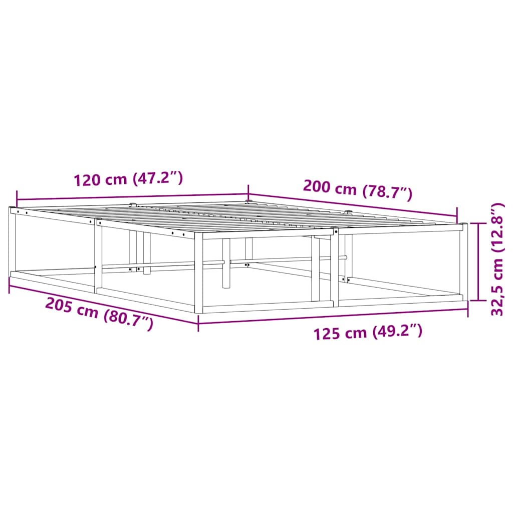 Giroletto senza Materasso Bianco 120x200 cm in Metallo | homemem39