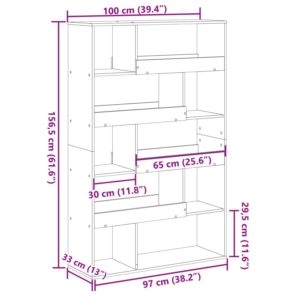 Libreria Grigio Cemento 100x33x156,5 cm in Truciolato | homemem39