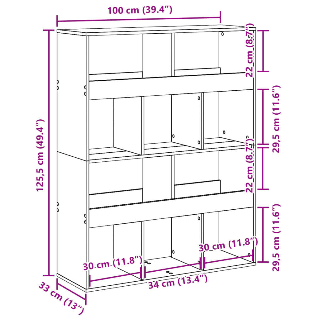 Libreria Rovere Sonoma 100x33x125,5 cm in Legno Multistrato | homemem39