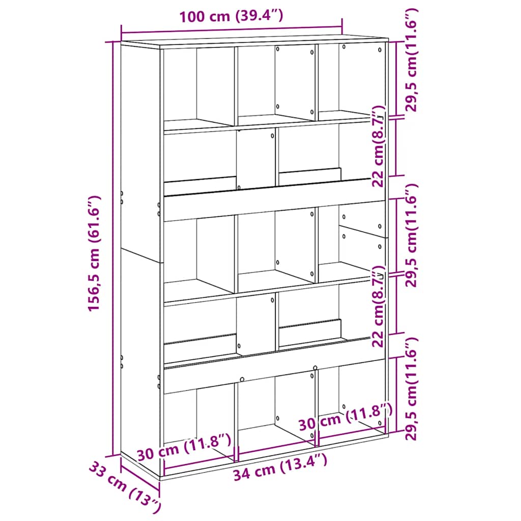 Libreria Nera 100x33x156,5 cm in Truciolato | homemem39