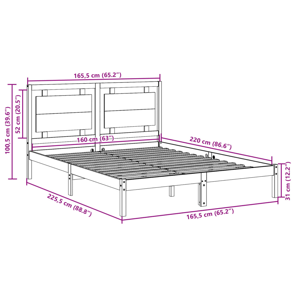 Giroletto Extra Lungo senza Materasso Bianco 160x220cm Massello | homemem39