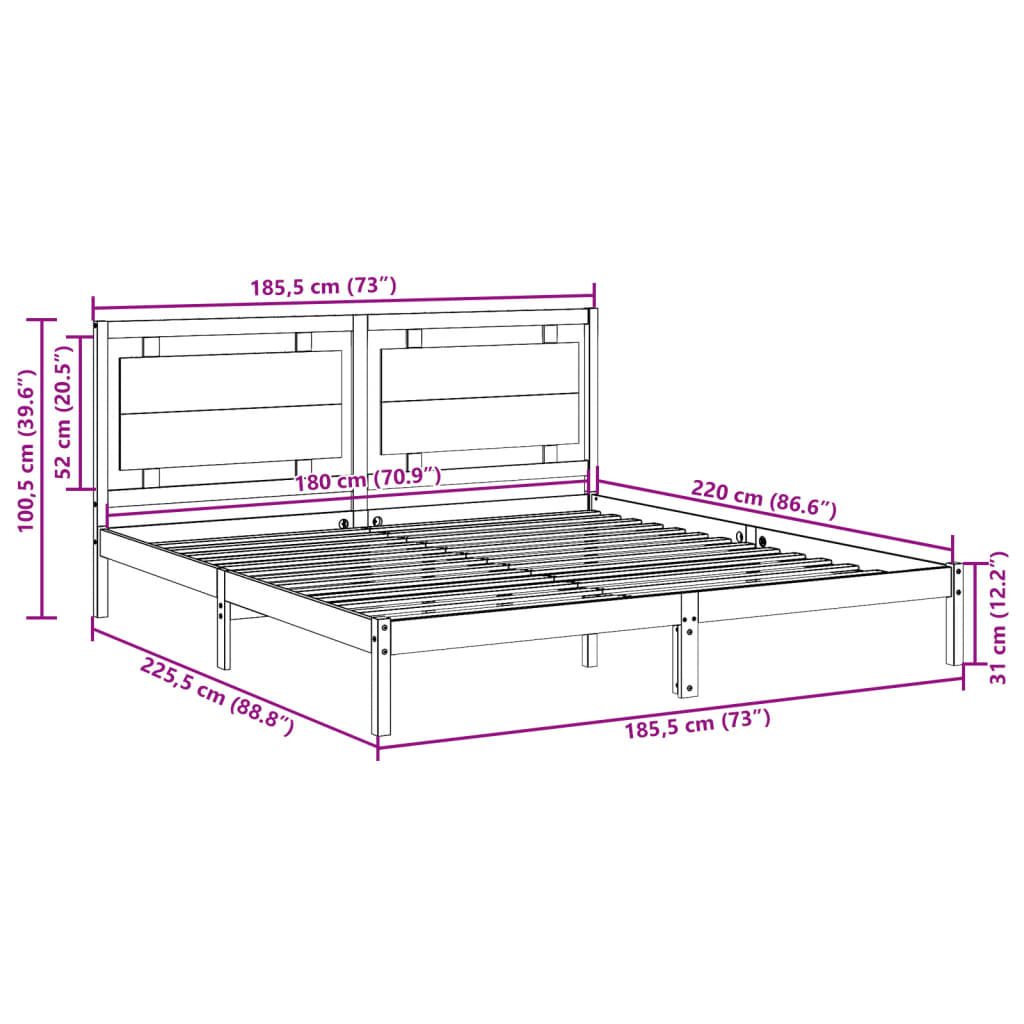 Giroletto Extra Lungo senza Materasso 180x220 cm Legno Massello | homemem39