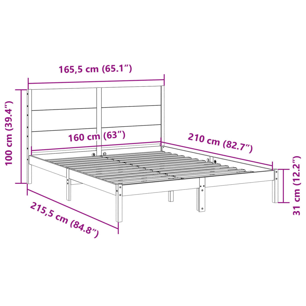 Giroletto Extra Lungo senza Materasso 160x210 cm Legno Massello | homemem39