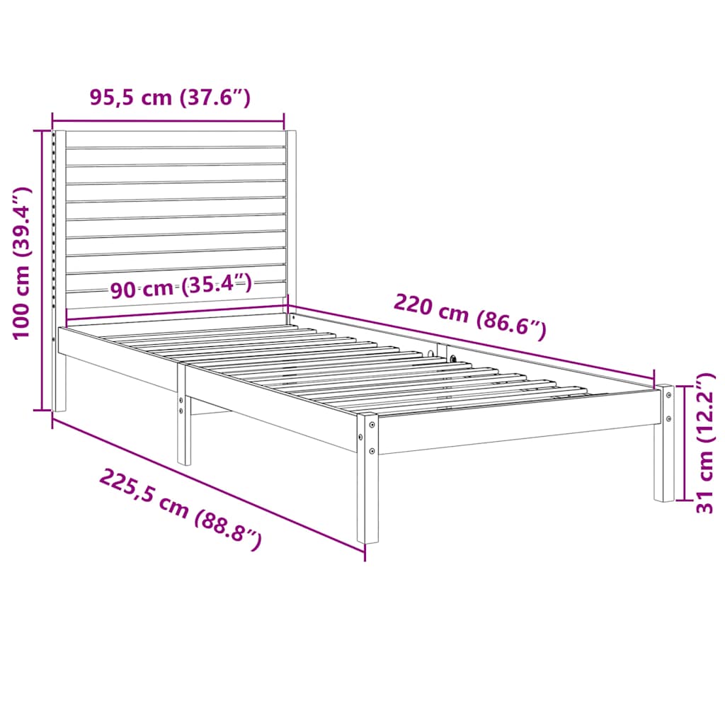 Giroletto Extra Lungo senza Materasso Bianco 90x220 cm Massello | homemem39