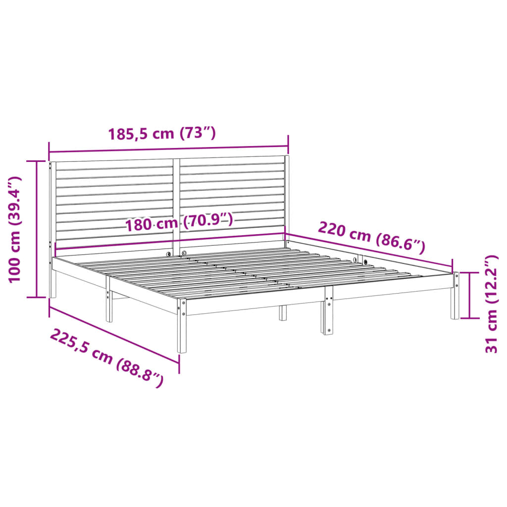 Giroletto Extra Lungo senza Materasso Bianco 180x220cm Massello | homemem39