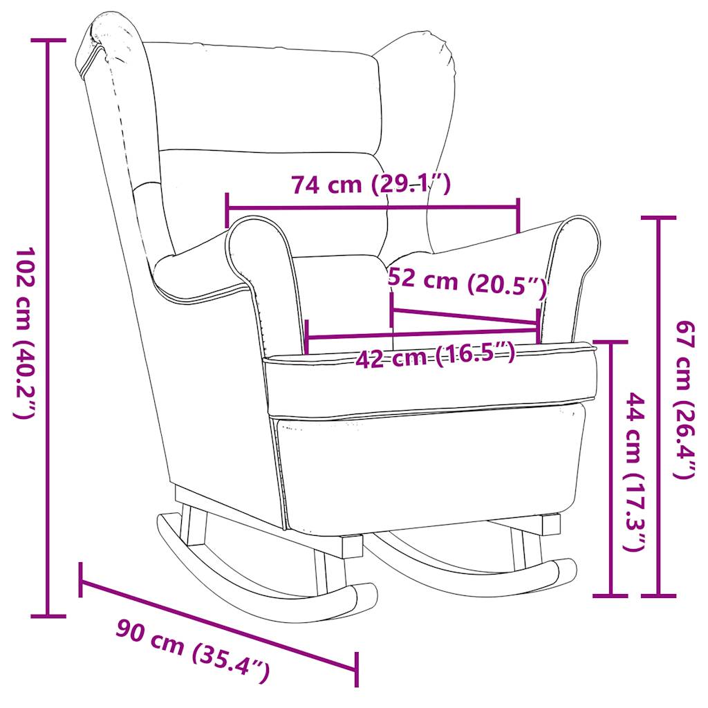 Sedia a Dondolo Grigio Scuro 74x90x102 cm in Tessuto | homemem39