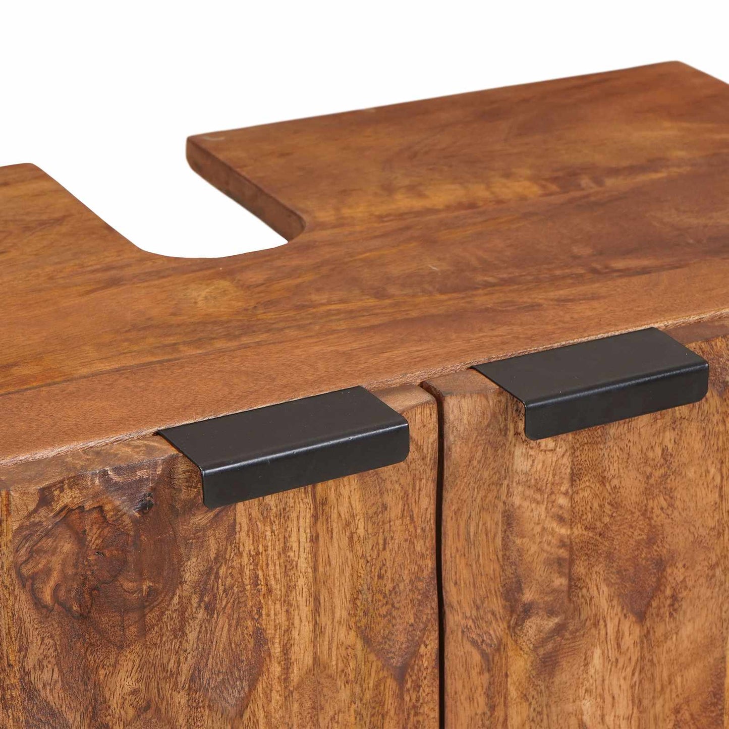 Set da Bagno con cassetto con porta 5 pcs Acacia Marrone Winish | homemem39