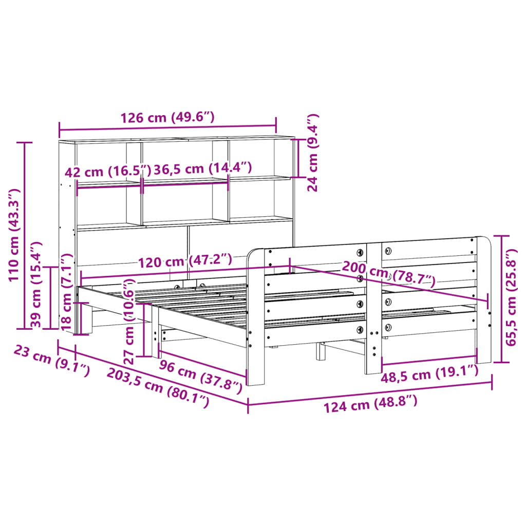 Giroletto senza Materasso Marrone Cera 120x200 cm Legno di Pino | homemem39