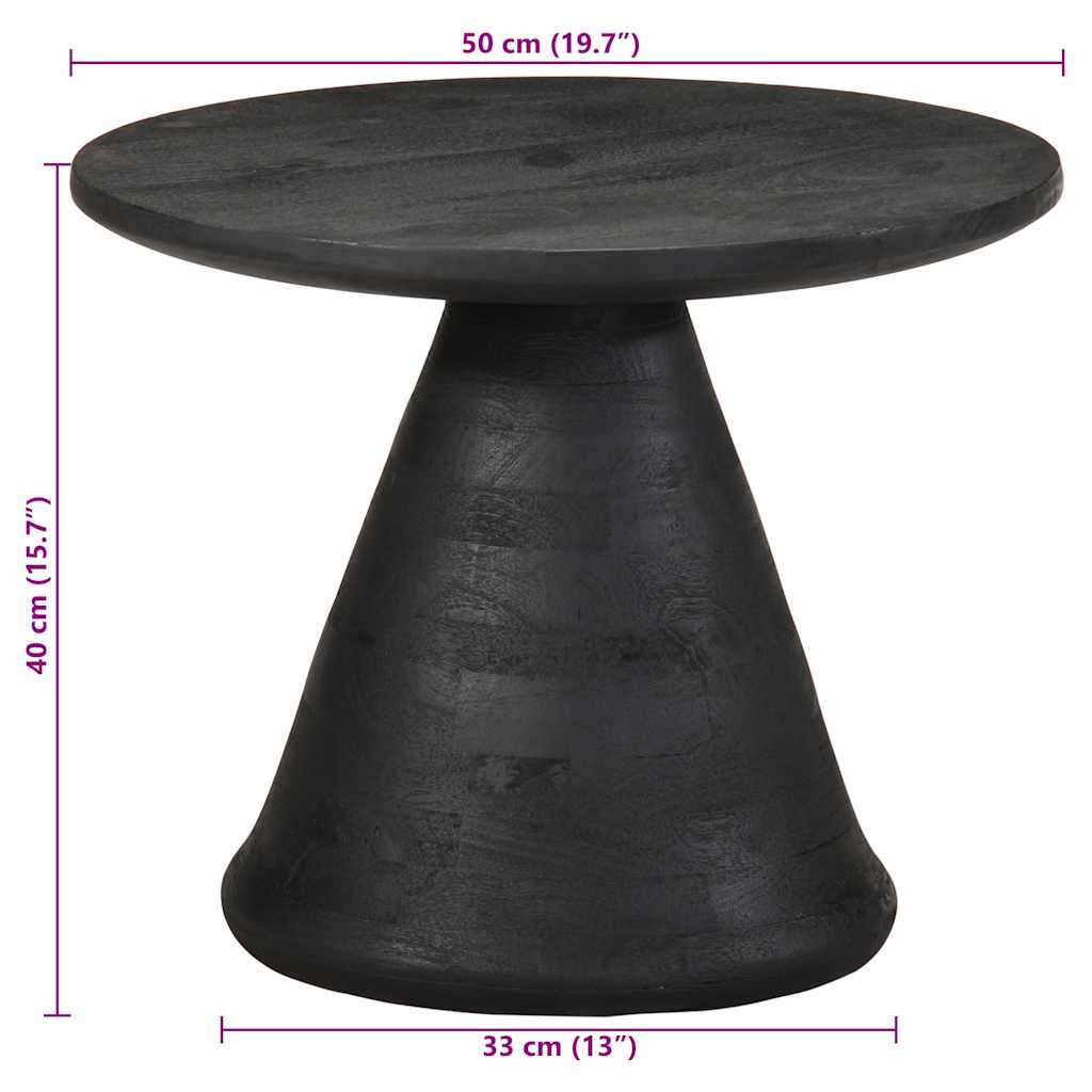 Tavolino da Salotto Nero Ø50x40 cm in Legno Massello di Mango | homemem39