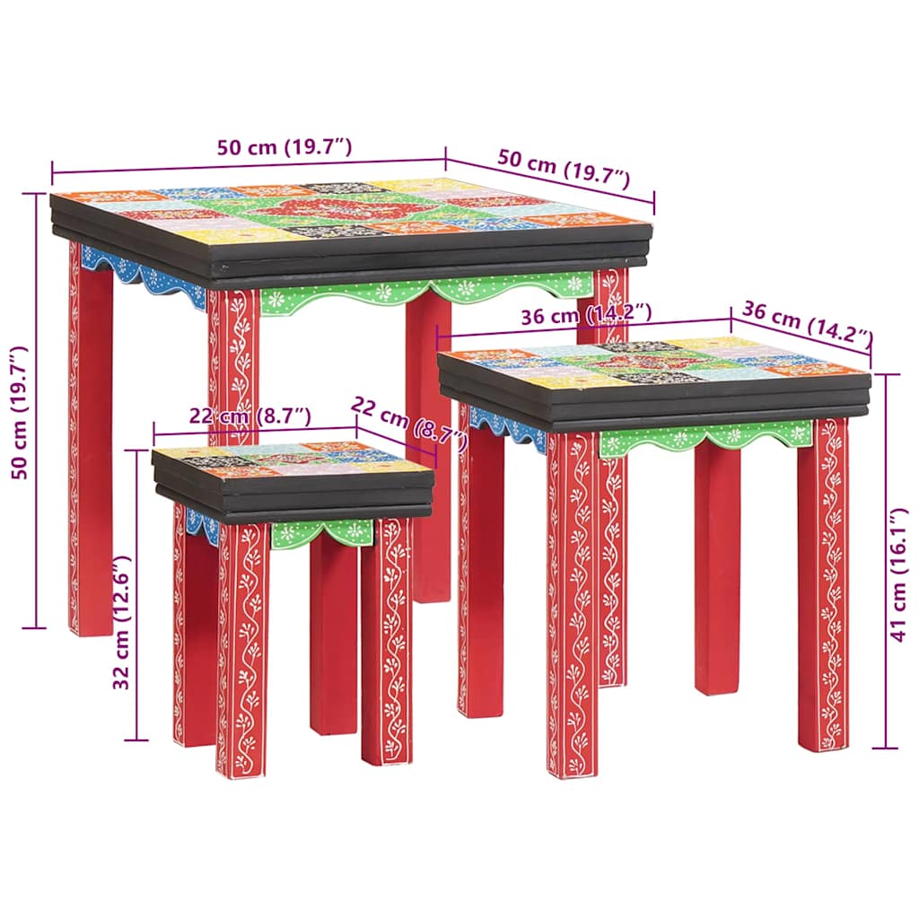 Tavolo quadrato 3 pz Multicolore 50 x 50 x 50 cm | homemem39