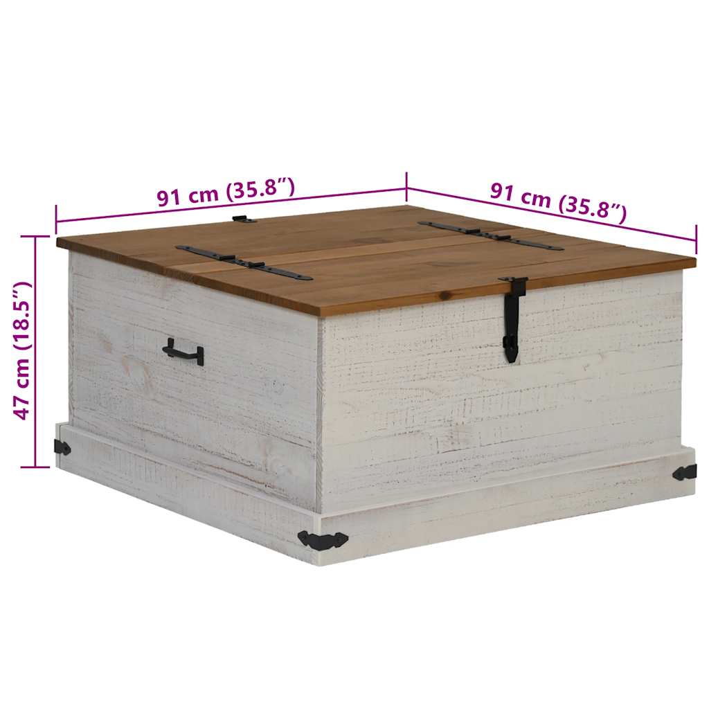 Cassapanca HALDEN Bianco 91x91x47 cm in Legno Massello di Pino | homemem39