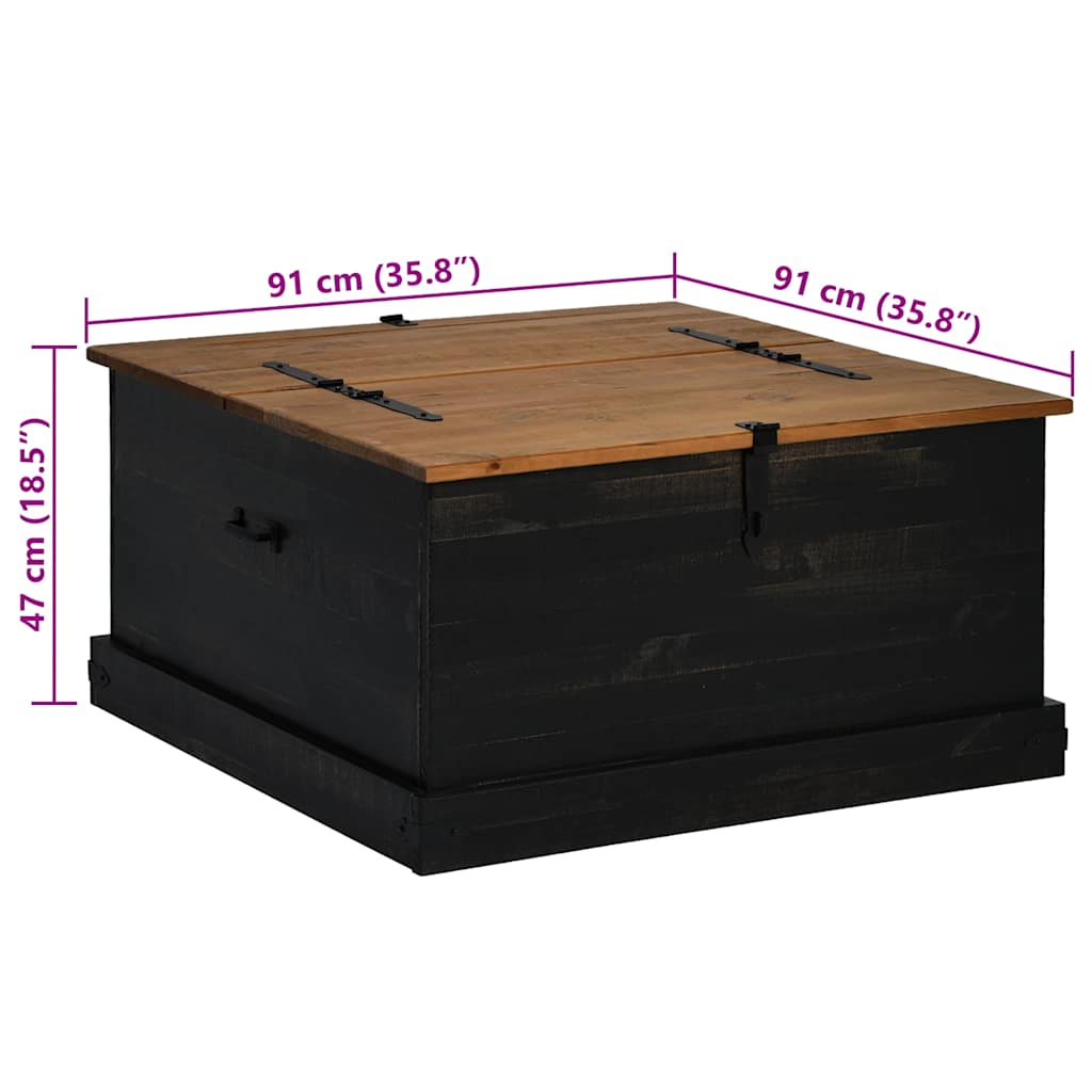 Cassapanca HALDEN Nero 91x91x47 cm in Legno Massello di Pino | homemem39