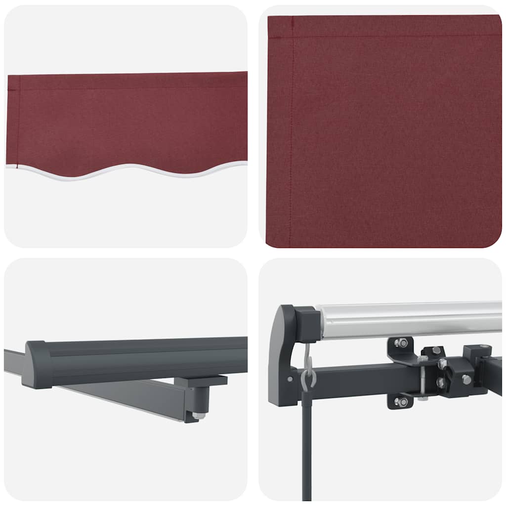 Tenda da Sole Retrattile Manuale con LED Bordò 400x300 cm | homemem39