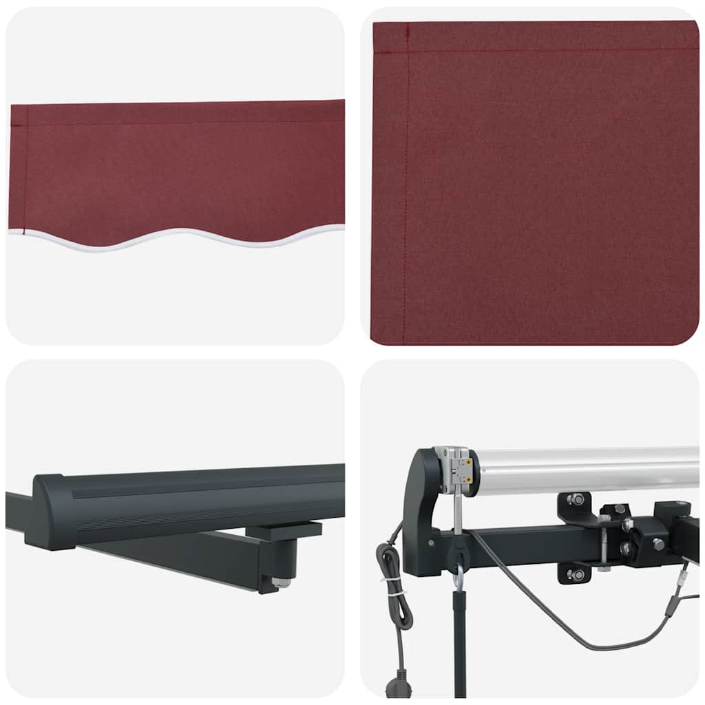 Tenda da Sole Retrattile Automatica con LED Bordò 450x300 cm