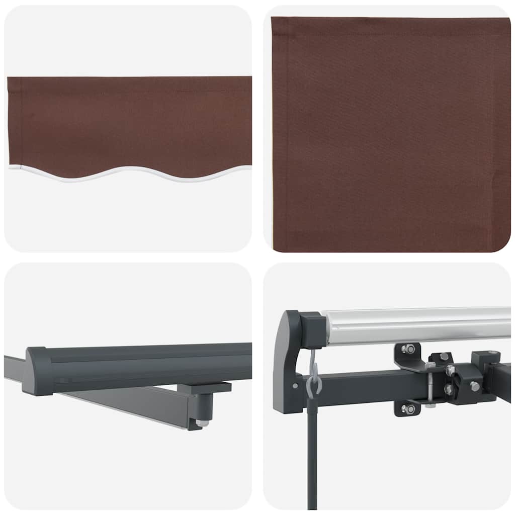 Tenda da Sole Retrattile Manuale con LED Marrone 600x300 cm | homemem39