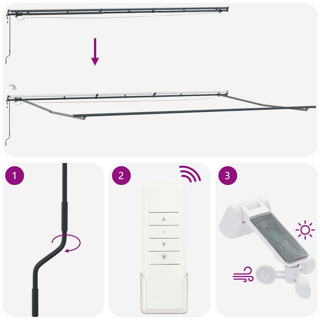 Tenda da Sole Retrattile Automatica con LED Marrone 600x300 cm | homemem39