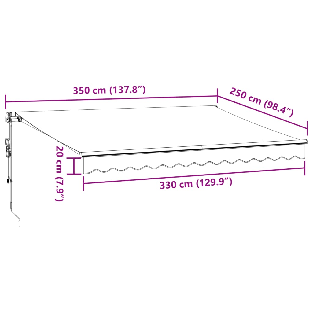 Tenda Retrattile Automatica Antracite e Bianco 350x250 cm | homemem39